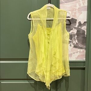 Oscar de la Renta Sheer Ruffle Blouse and Tank